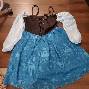 Little mermaid theme dress! Sleve off shoulder with thin black straps